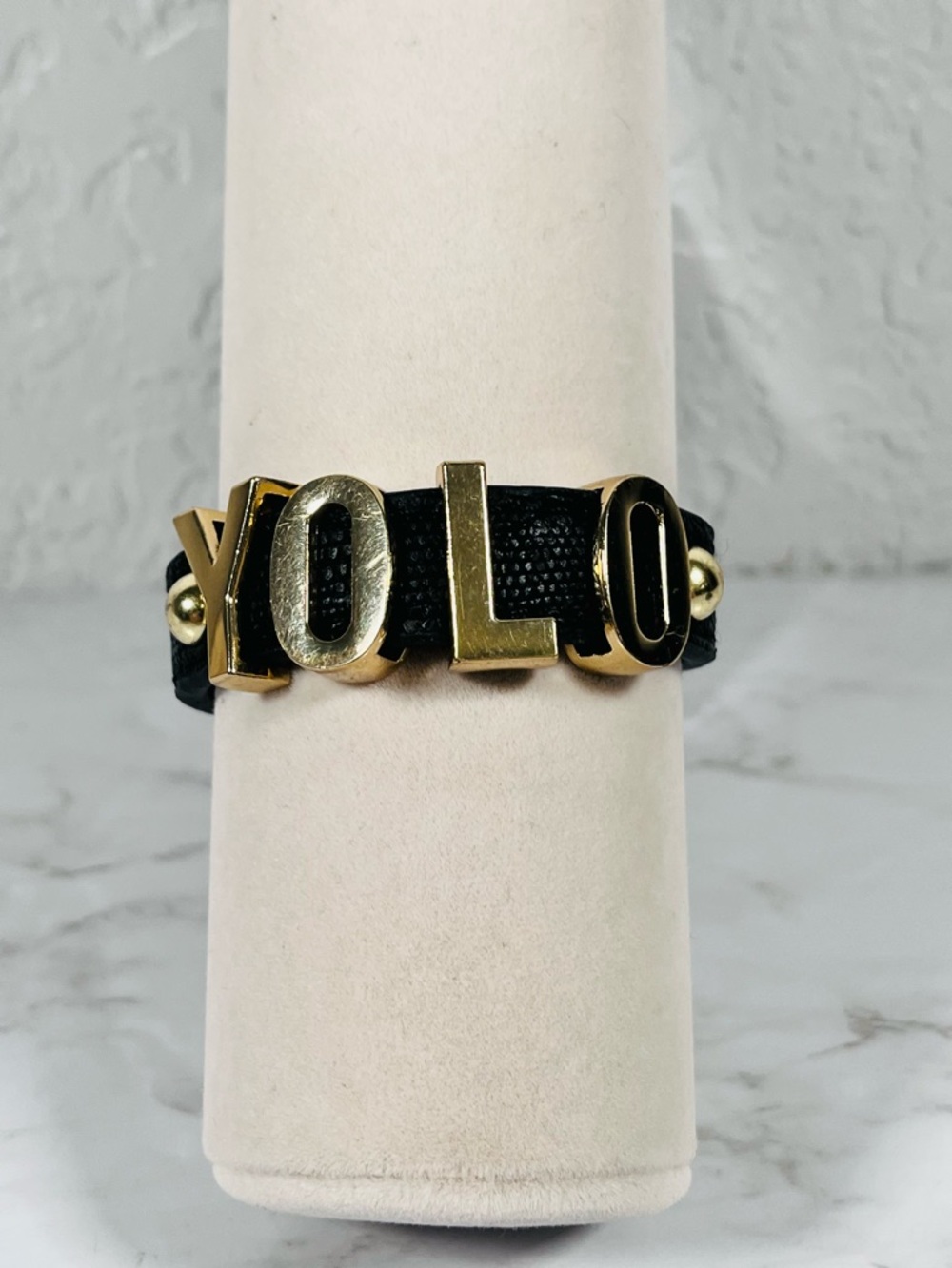 BCBG Letter "YOLO"  Bracelet in Black and Gold